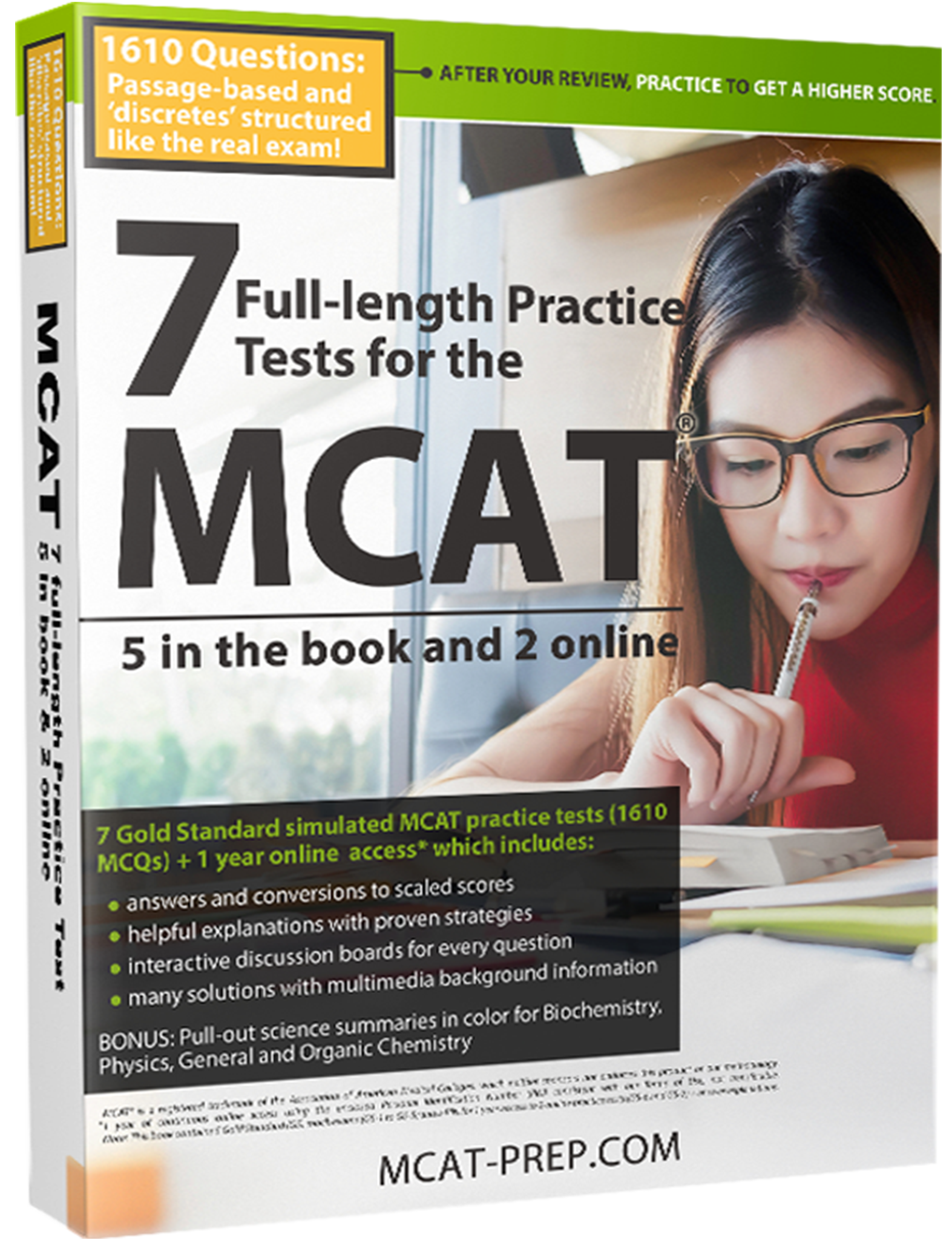 MCAT book with full-length MCAT practice tests